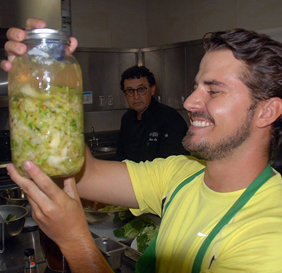 Man who is happy with his pickles